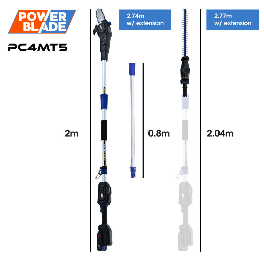 POWERBLADE 20V Cordless Pole Saw & Hedge Trimmer Combo, 8" Chainsaw Pruner & 20" Hedger, Telescopic Handle, V219-GTCCLSPBPS2PT2