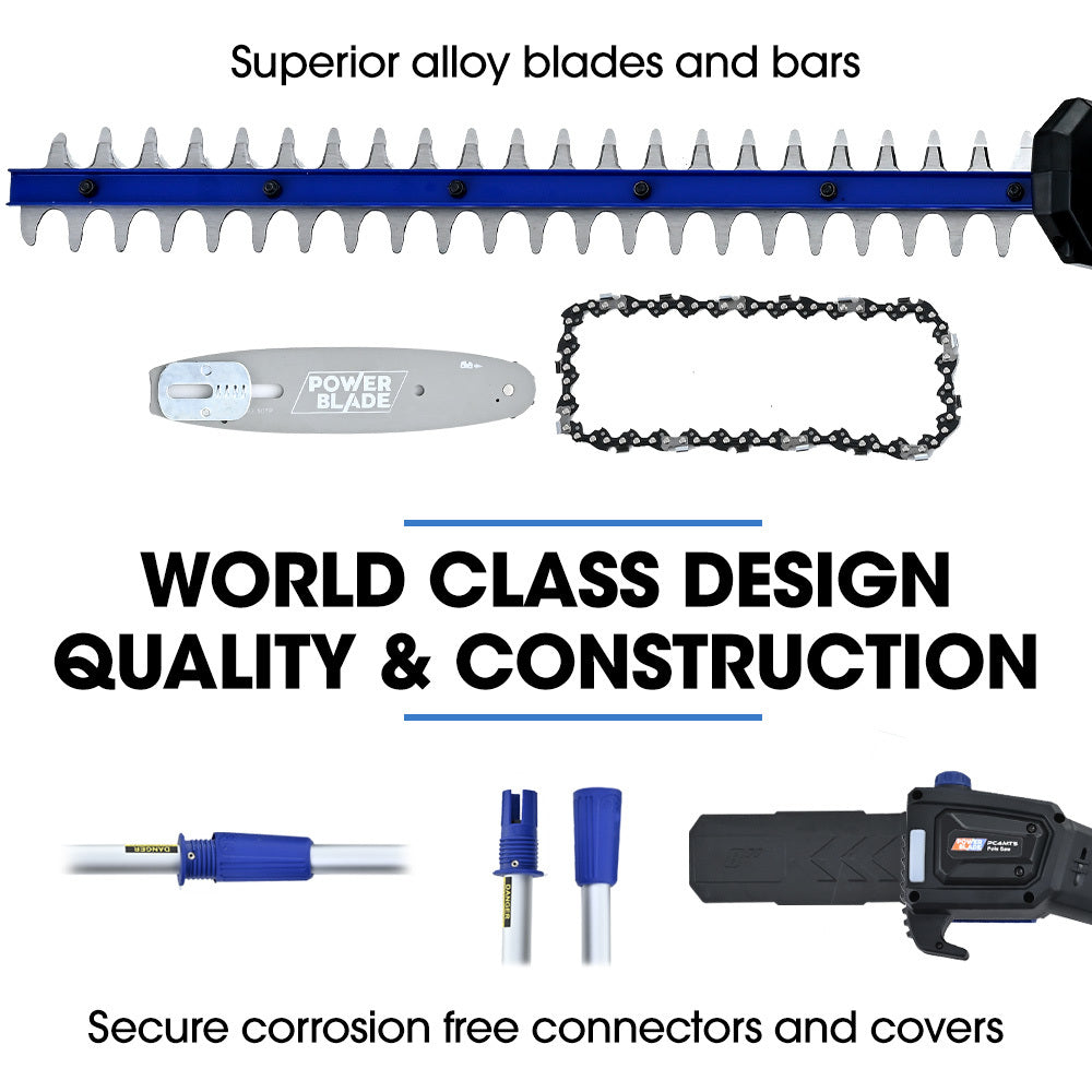 POWERBLADE 20V Cordless Pole Saw & Hedge Trimmer Combo, 8" Chainsaw Pruner & 20" Hedger, Telescopic Handle, V219-GTCCLSPBPS2PT2