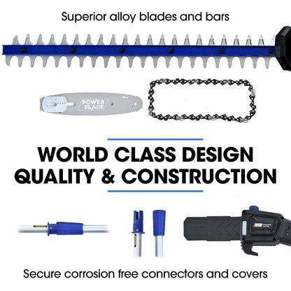 POWERBLADE 20V Cordless Pole Saw & Hedge Trimmer Combo, 8" Chainsaw Pruner & 20" Hedger, Telescopic Handle, V219-GTCCLSPBPS2PT2