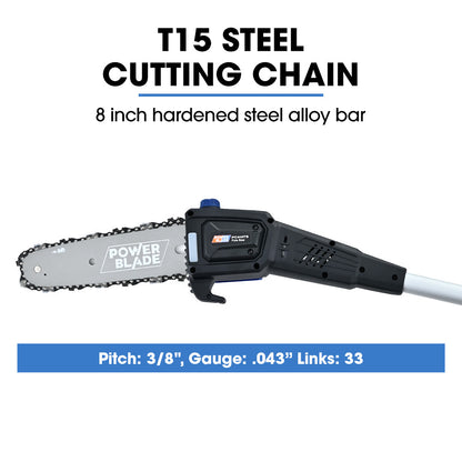POWERBLADE 20V Cordless Pole Saw & Hedge Trimmer Combo, 8" Chainsaw Pruner & 20" Hedger, Telescopic Handle, V219-GTCCLSPBPS2PT2