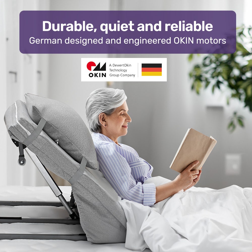 Equipmed Electric Adjustable Bed, Backrest and Leg Adjustment German-Engineered Power Lifting with Remote V219-HBRELEEQBD5A