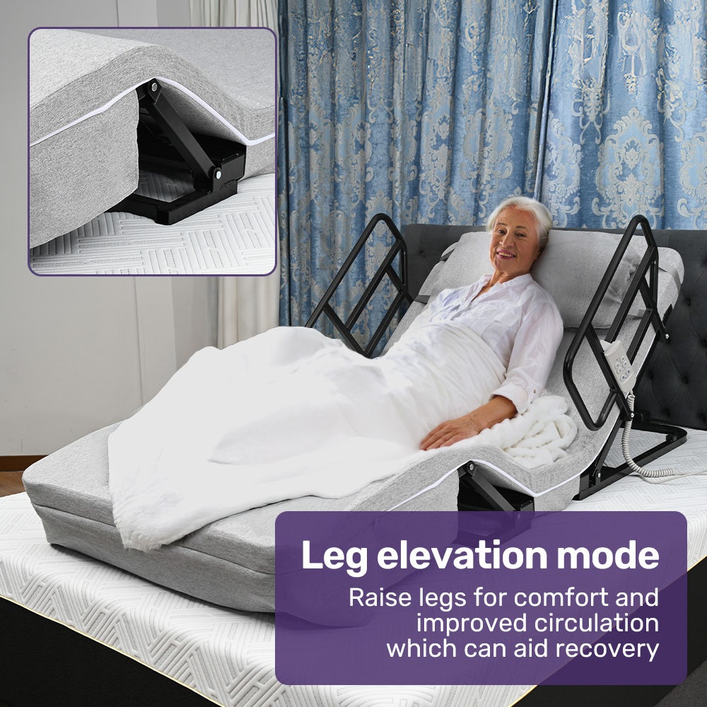 Equipmed Electric Adjustable Bed, Backrest and Leg Adjustment German-Engineered Power Lifting with Remote V219-HBRELEEQBD5A
