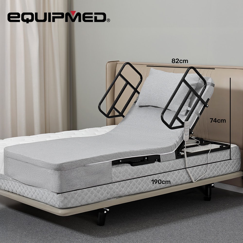 Equipmed Electric Adjustable Bed, Backrest and Leg Adjustment German-Engineered Power Lifting with Remote V219-HBRELEEQBD5A