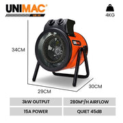 UNIMAC 3kW Electric Space Heater 15A V219-HEACHTUM6XCA