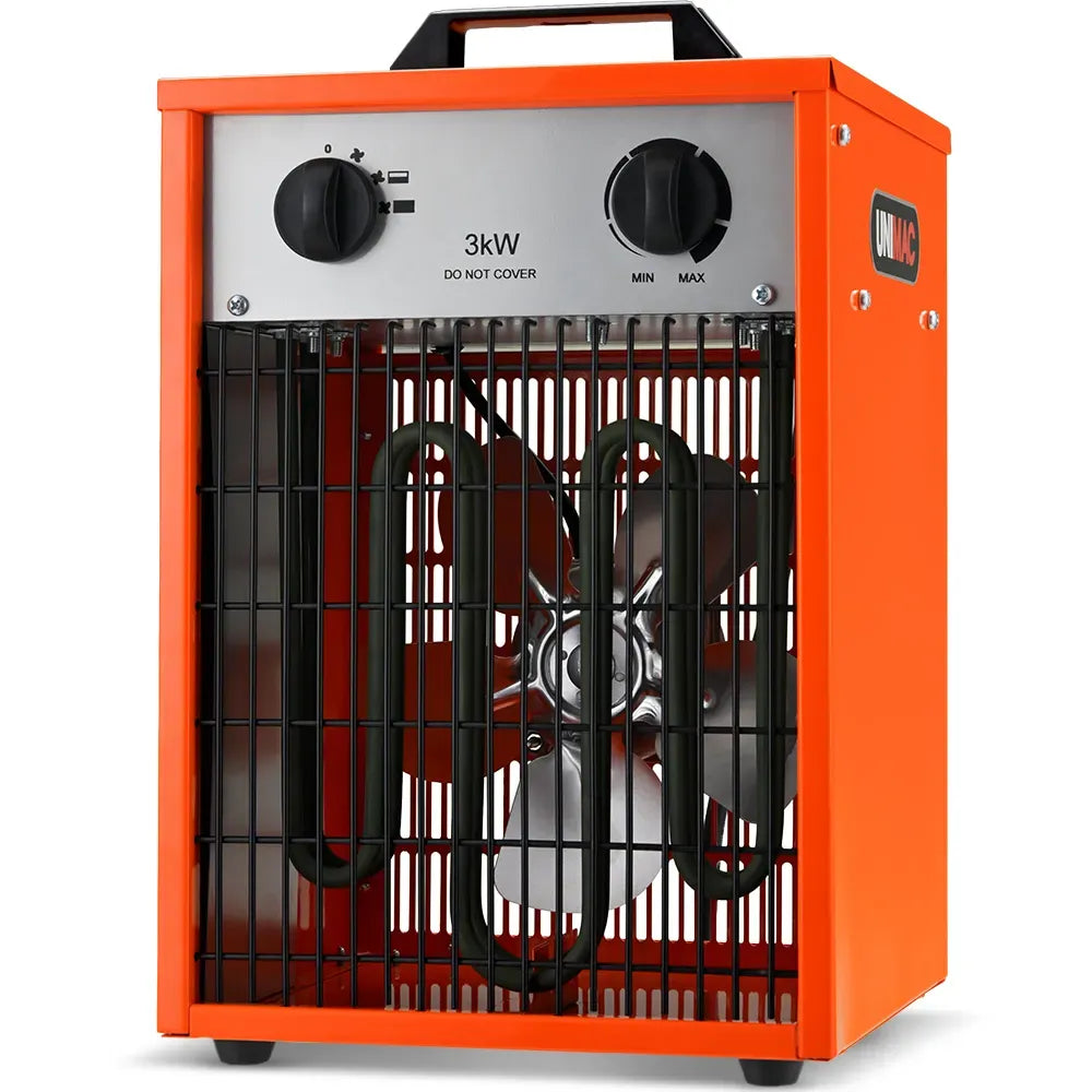 UNIMAC 3kW Industrial Electric Fan Heater, 15A, Adjustable Thermostat, 2 Heat Settings, Fast Heating, Compact V219-HEACHTUM6XRA