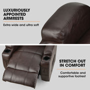 FORTIA Electric Massage Lift Recliner Chair Faux Leather 8 Point Massage Heating, Dark Crimson V219-HECLCRFOB3DC
