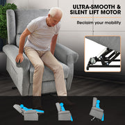 FORTIA Electric Recliner Lift Heat Chair for Elderly, Massage, Heat Therapy, Aged Care, Grey V219-HECLCRFOB3GY