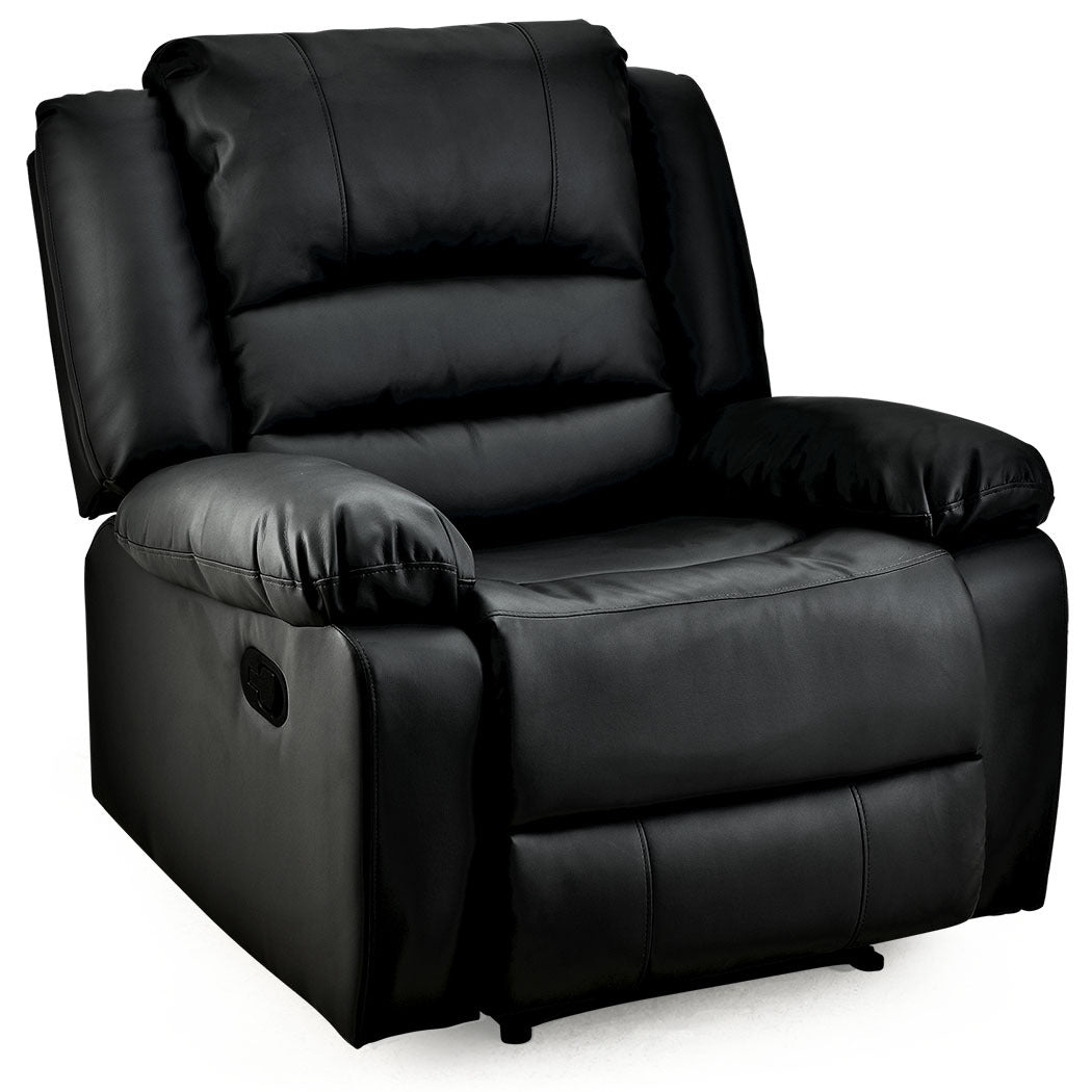 FORTIA Luxury Recliner Lounge Chair, Single Faux Leather Armchair, for Home Theatre Cinema, Elderly, Black V219-HECRCRFOA4MB