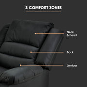 FORTIA Luxury Recliner Lounge Chair, Single Faux Leather Armchair, for Home Theatre Cinema, Elderly, Black V219-HECRCRFOA4MB