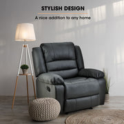 FORTIA Luxury Recliner Lounge Chair, Single Faux Leather Armchair, for Home Theatre Cinema, Elderly, Black V219-HECRCRFOA4MB