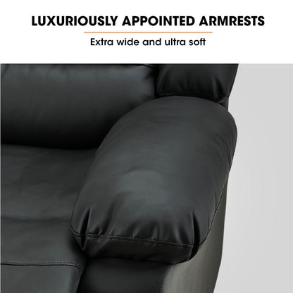 FORTIA Luxury Recliner Lounge Chair, Single Faux Leather Armchair, for Home Theatre Cinema, Elderly, Black V219-HECRCRFOA4MB