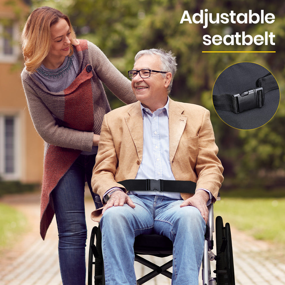 EQUIPMED 20 Inch Folding Wheelchair Lightweight Aluminium Portable with Park Brakes, Black V219-HECWLCEQB2BK