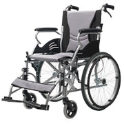 EQUIPMED Folding Aluminium Wheelchair, 20" Wheels, Park Brakes, 100kg Capacity, Grey/Black V219-HECWLCEQB2GY