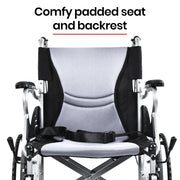 EQUIPMED Folding Aluminium Wheelchair, 20" Wheels, Park Brakes, 100kg Capacity, Grey/Black V219-HECWLCEQB2GY