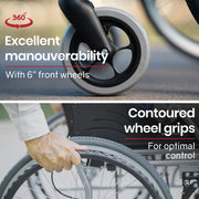 EQUIPMED Folding Aluminium Wheelchair, 20" Wheels, Park Brakes, 100kg Capacity, Grey/Black V219-HECWLCEQB2GY