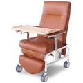 EQUIPMED Deluxe Mobile Geriatric Recliner Day Chair, Adjustable and Removable Meal Tray, Drop Down Armrests, Leatherette