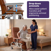 EQUIPMED Deluxe Mobile Geriatric Recliner Day Chair, Adjustable and Removable Meal Tray, Drop Down Armrests, Leatherette