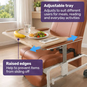 EQUIPMED Deluxe Mobile Geriatric Recliner Day Chair, Adjustable and Removable Meal Tray, Drop Down Armrests, Leatherette
