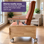 EQUIPMED Deluxe Mobile Geriatric Recliner Day Chair, Adjustable and Removable Meal Tray, Drop Down Armrests, Leatherette