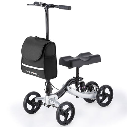 EQUIPMED Knee Scooter Walker, Disc Brake - Suspension Bag - Broken Leg Ankle Foot Mobility - Crutches V219-HELKNSEQA3SB