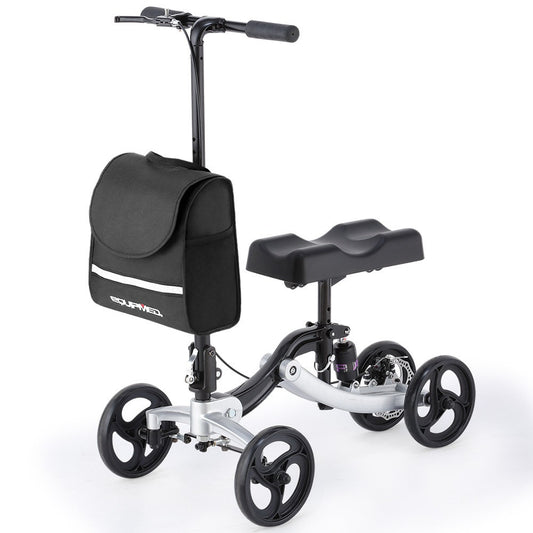 EQUIPMED Knee Scooter Walker, Disc Brake - Suspension Bag - Broken Leg Ankle Foot Mobility - Crutches V219-HELKNSEQA3SB
