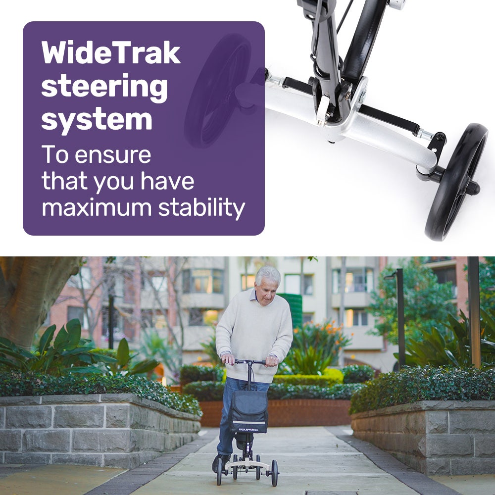 EQUIPMED Knee Scooter Walker, Disc Brake - Suspension Bag - Broken Leg Ankle Foot Mobility - Crutches V219-HELKNSEQA3SB
