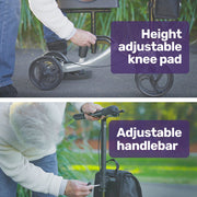 EQUIPMED Knee Scooter Walker, Disc Brake - Suspension Bag - Broken Leg Ankle Foot Mobility - Crutches V219-HELKNSEQA3SB