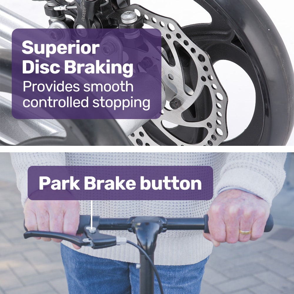 EQUIPMED Knee Scooter Walker, Disc Brake - Suspension Bag - Broken Leg Ankle Foot Mobility - Crutches V219-HELKNSEQA3SB