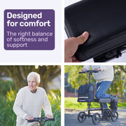 Equipmed Knee Scooter Walker, Dual Brakes - Bag - Broken Leg Ankle Foot Mobility - Crutches Alternative - V219-HELKNSEQS1KB