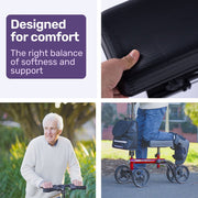 Equipmed Knee Scooter Walker, Dual Brakes - Bag - Broken Leg Ankle Foot Mobility - Crutches Alternative - Red V219-HELKNSEQS1RB