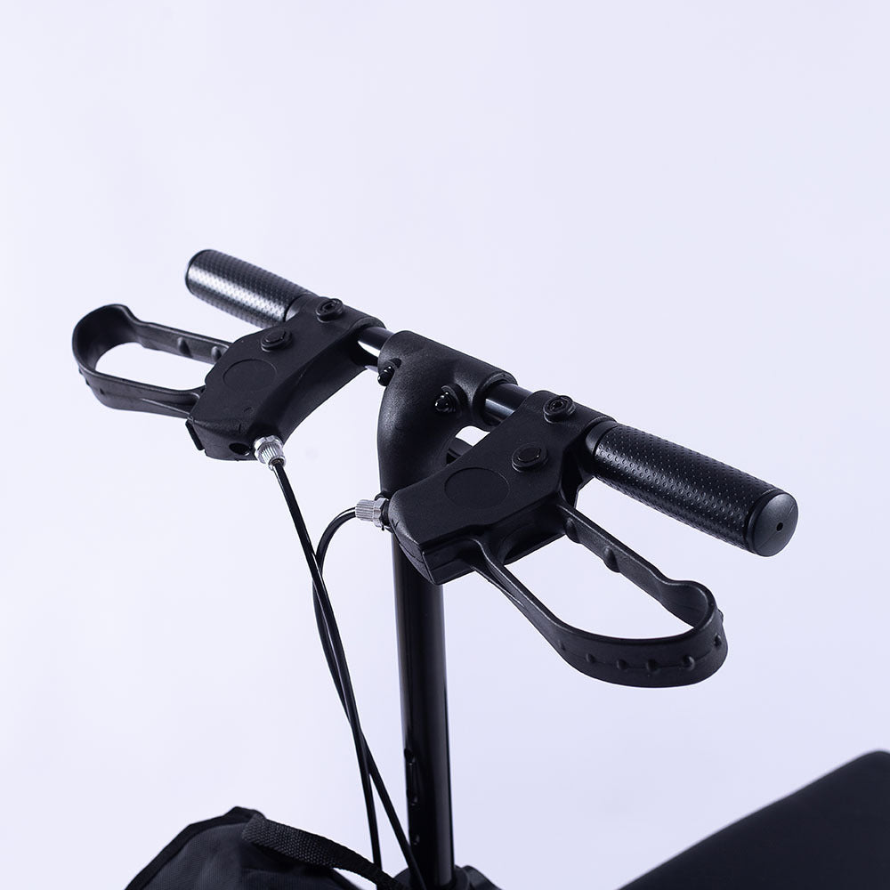 EQUIPMED Knee Scooter Walker, 10 inch Tyres Dual Brakes Bag - Broken Leg Ankle Foot Mobility - Crutches V219-HELKNSEQS2BA