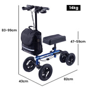 EQUIPMED Knee Scooter Walker, 10 inch Tyres Dual Brakes Bag - Broken Leg Ankle Foot Mobility - Crutches V219-HELKNSEQS2BA