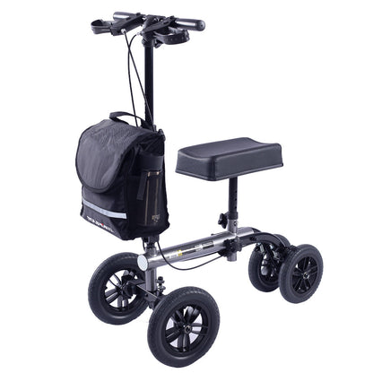 EQUIPMED Knee Scooter Walker, 10 inch Tyres Dual Brakes Bag - Broken Leg Ankle Foot Mobility - Crutches V219-HELKNSEQS2TA