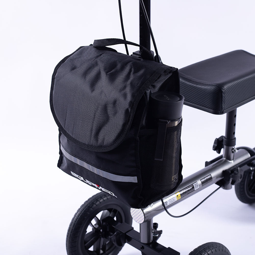 EQUIPMED Knee Scooter Walker, 10 inch Tyres Dual Brakes Bag - Broken Leg Ankle Foot Mobility - Crutches V219-HELKNSEQS2TA