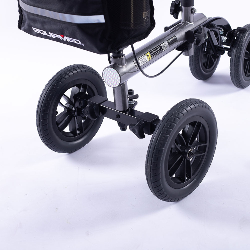 EQUIPMED Knee Scooter Walker, 10 inch Tyres Dual Brakes Bag - Broken Leg Ankle Foot Mobility - Crutches V219-HELKNSEQS2TA