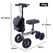 EQUIPMED Knee Scooter Walker, 10 inch Tyres Dual Brakes Bag - Broken Leg Ankle Foot Mobility - Crutches V219-HELKNSEQS2TA