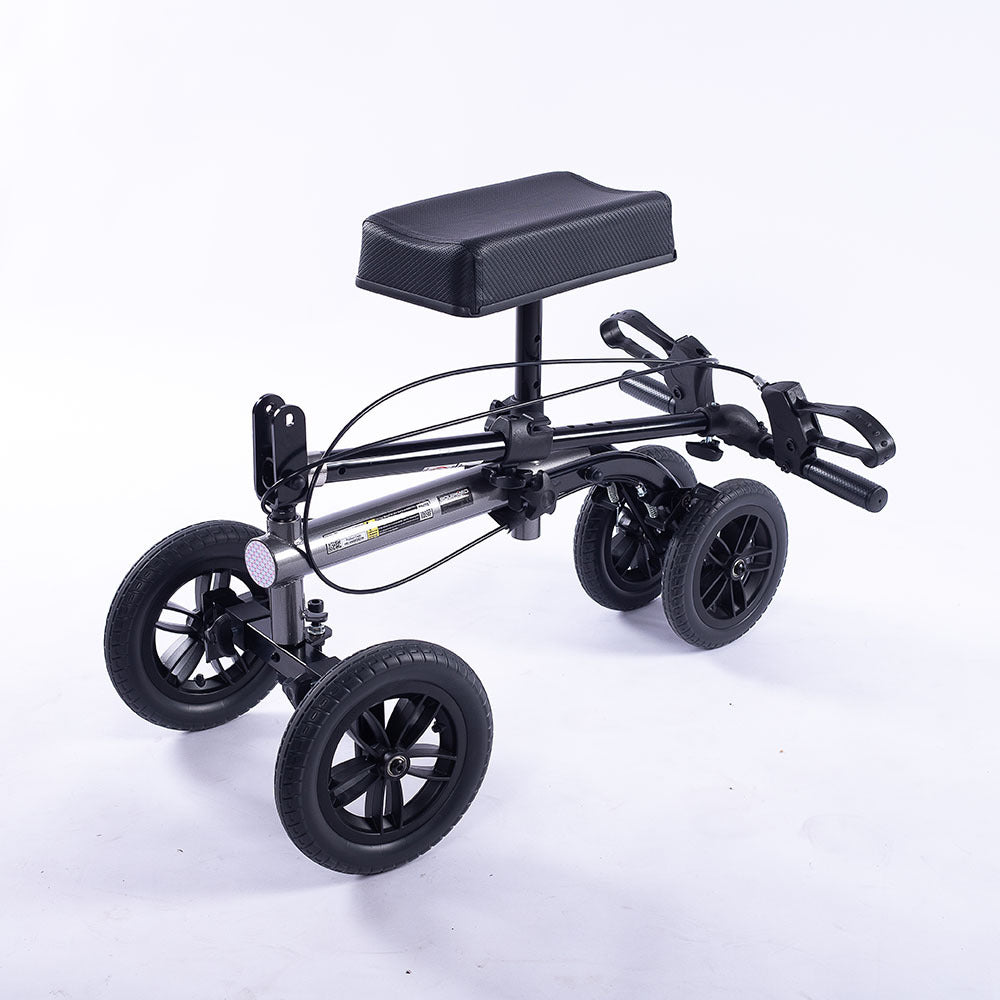 EQUIPMED Knee Scooter Walker, 10 inch Tyres Dual Brakes Bag - Broken Leg Ankle Foot Mobility - Crutches V219-HELKNSEQS2TA