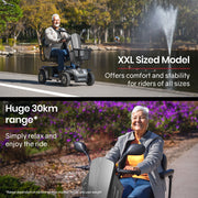 EQUIPMED Mobility Scooter, S-XXL comfortable size for all riders, 30km Max Range, 180kg capacity, Grey V219-HELMBUEQ5GYA