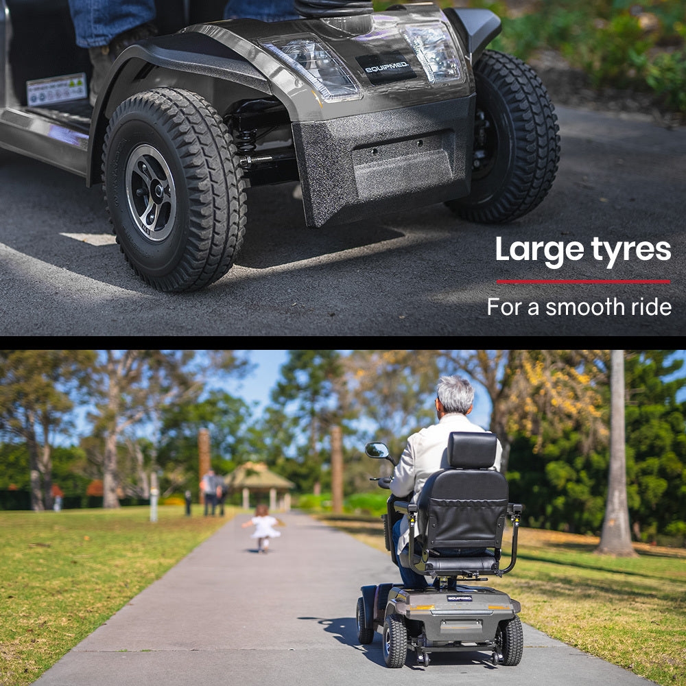EQUIPMED Mobility Scooter, S-XXL comfortable size for all riders, 30km Max Range, 180kg capacity, Grey V219-HELMBUEQ5GYA