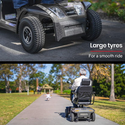 EQUIPMED Mobility Scooter, S-XXL comfortable size for all riders, 30km Max Range, 180kg capacity, Grey V219-HELMBUEQ5GYA