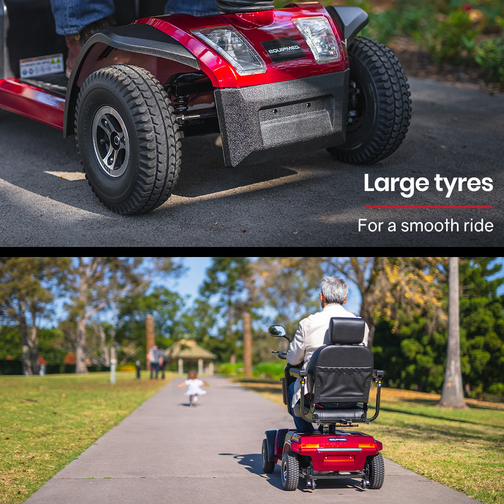EQUIPMED VentureCruise Mobility Scooter, S-XXL comfortable size for all riders, 30km Max Range, 180kg V219-HELMBUEQ5RDA
