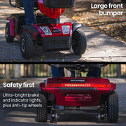 EQUIPMED VentureCruise Mobility Scooter, S-XXL comfortable size for all riders, 30km Max Range, 180kg V219-HELMBUEQ5RDA
