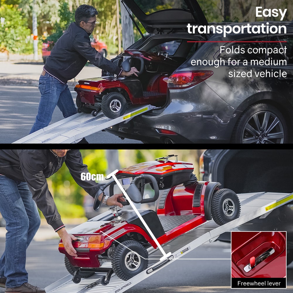 EQUIPMED VentureCruise Mobility Scooter, S-XXL comfortable size for all riders, 30km Max Range, 180kg V219-HELMBUEQ5RDA