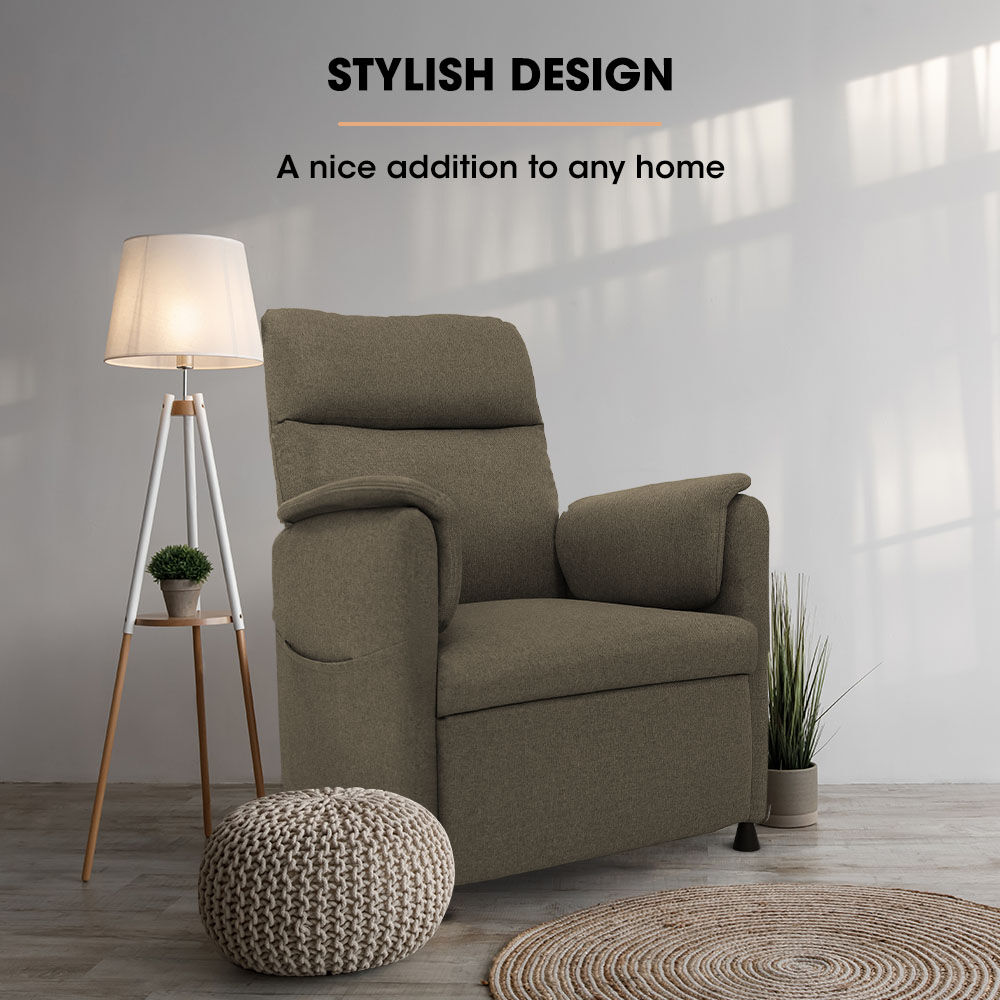 FORTIA Electric Armchair Recliner, Single Fabric Chair, Biege V219-HELMCRFO5BGA