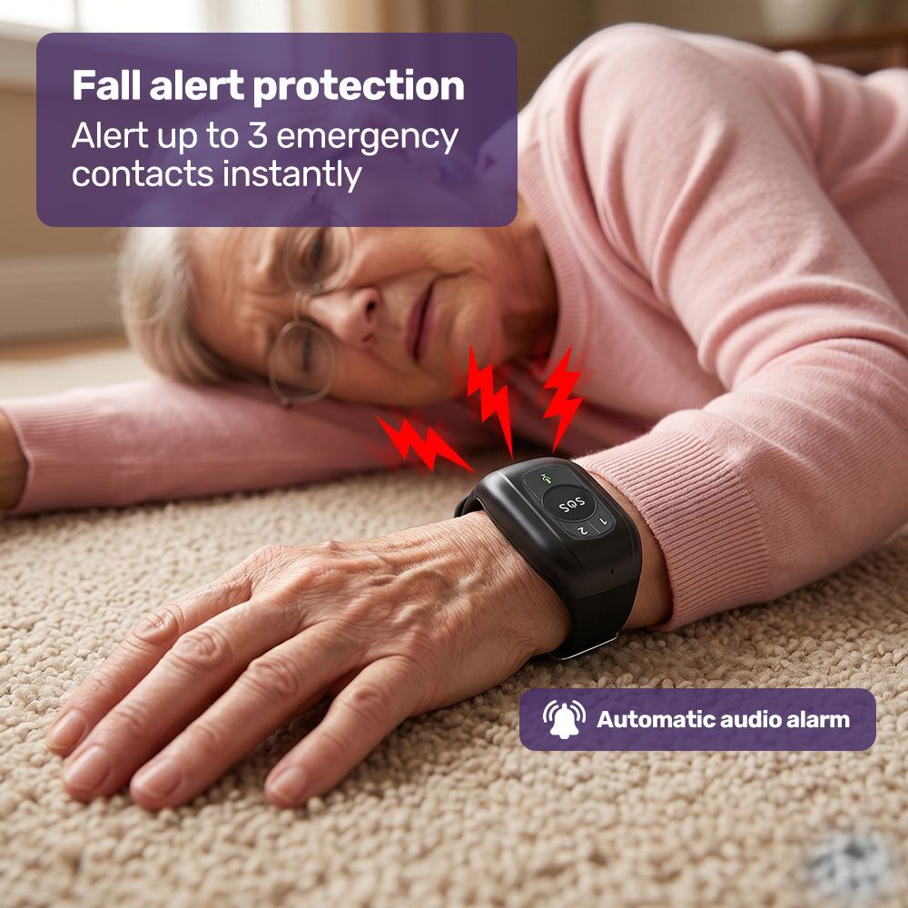 EQUIPMED GPS Fall Detection Emergency Bracelet with SOS Button, for Seniors, 2 Way Calling, Location V219-HELPMAMHPD6A