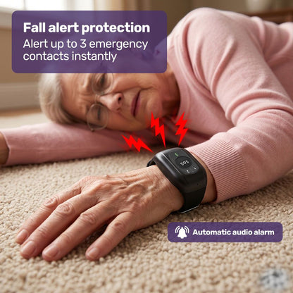 EQUIPMED GPS Fall Detection Emergency Bracelet with SOS Button, for Seniors, 2 Way Calling, Location V219-HELPMAMHPD6A