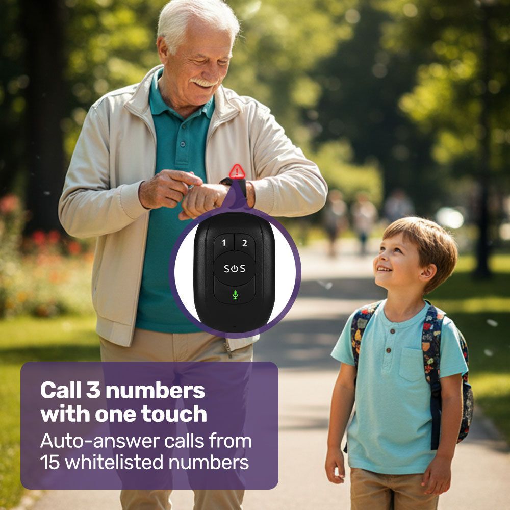 EQUIPMED GPS Fall Detection Emergency Bracelet with SOS Button, for Seniors, 2 Way Calling, Location V219-HELPMAMHPD6A