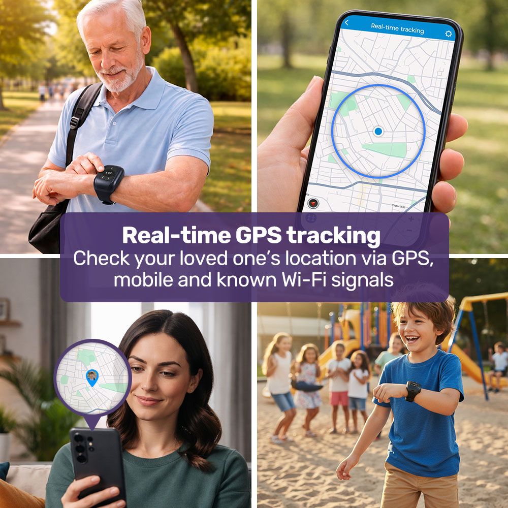 EQUIPMED GPS Fall Detection Emergency Bracelet with SOS Button, for Seniors, 2 Way Calling, Location V219-HELPMAMHPD6A