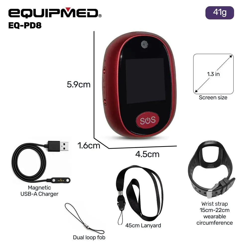 EQUIPMED Fall Detection Alarm Watch/Pendant with GPS and SOS Emergency Button, for Seniors, Location V219-HELPMAMHPD8A