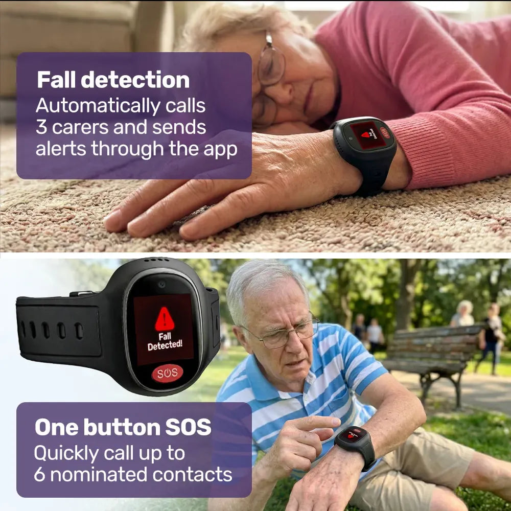 EQUIPMED Fall Detection Alarm Watch/Pendant with GPS and SOS Emergency Button, for Seniors, Location V219-HELPMAMHPD8A